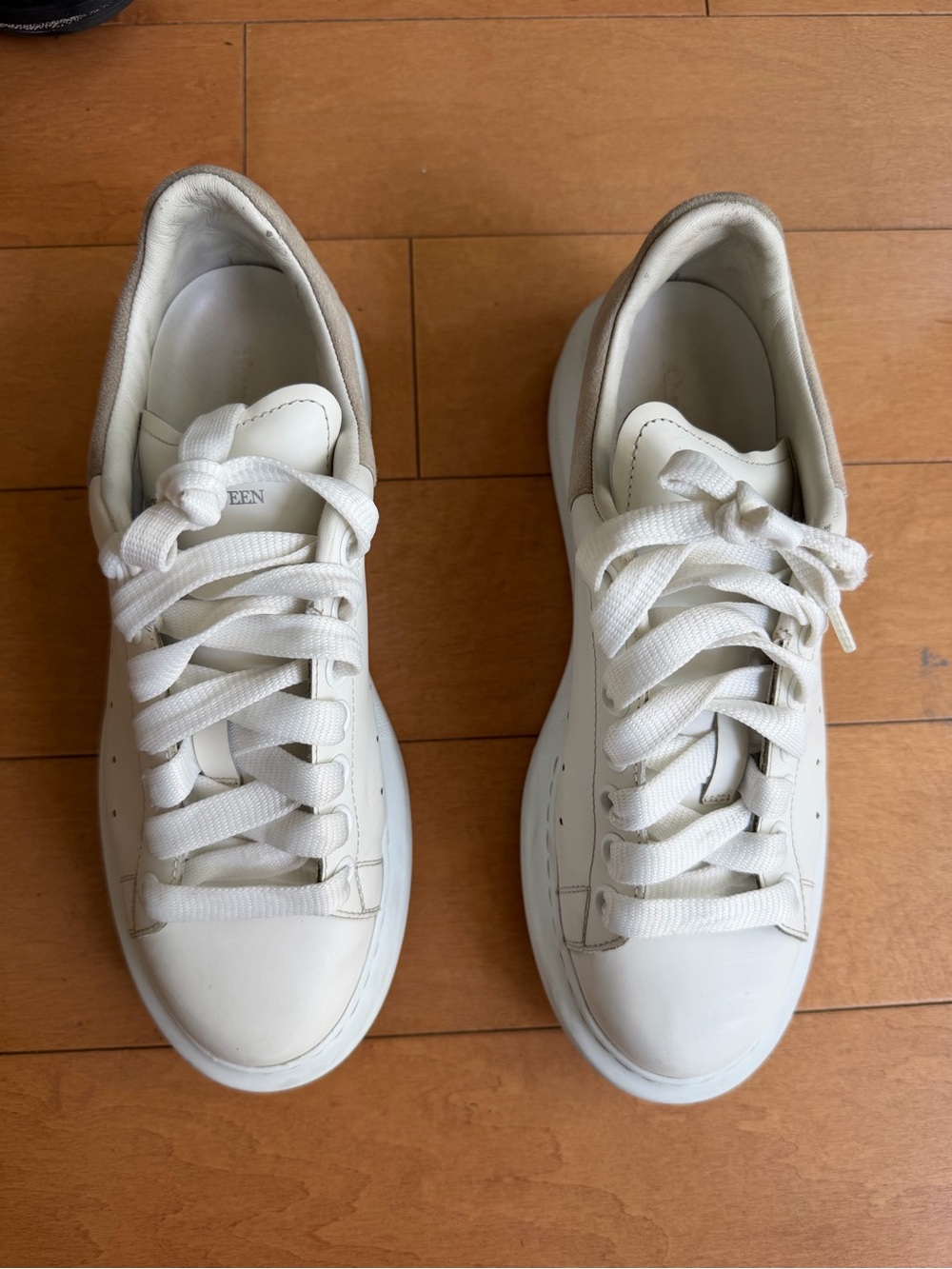 Alexander McQueen White Leather Platform Sneakers